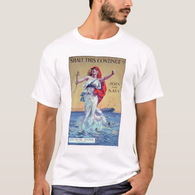 Camiseta Deve isto continuar?  Junte-se ao marinho (Frente)