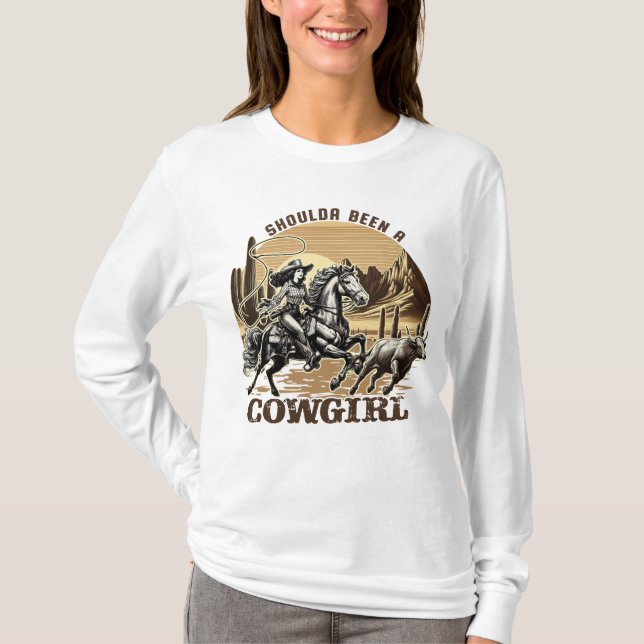 Camiseta Deveria ter sido uma fazenda de Cowgirl Country (Frente)