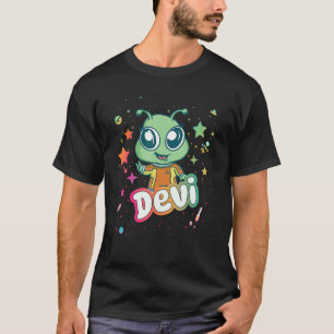 Camiseta DEVI - Nome do Menino Bonito com Alienígena fofo