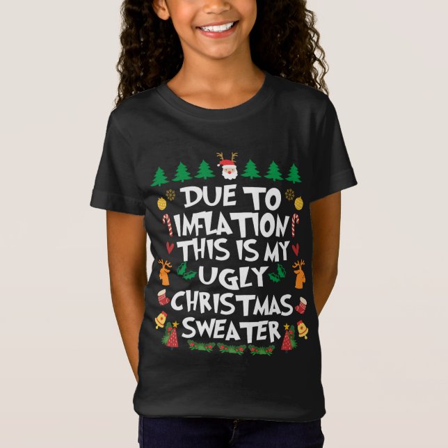 Camiseta DEVIDO À INFLAÇÃO, Pjama de Natal Feio (Frente)