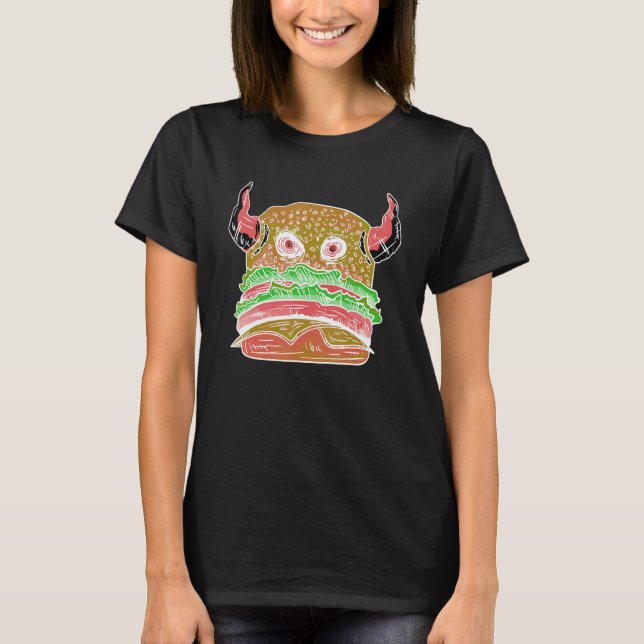 Camiseta Devil Burger Crazy Eyes Hamburger Cheesburger Deli (Frente)