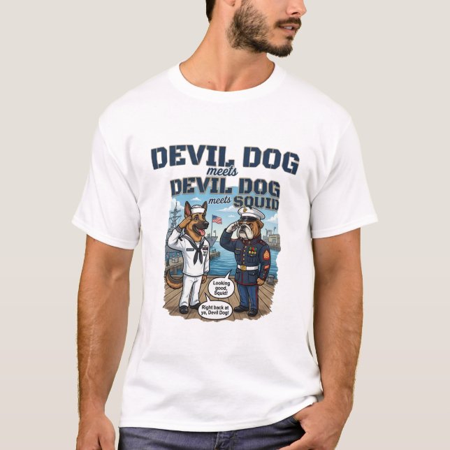 Camiseta Devil Dog Encontra Lula Rivalidade USMC Marinha Ca (Frente)
