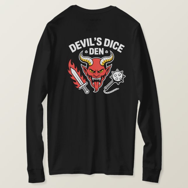 Camiseta Devil’s Dice Den RPG Gamer T‑Shirt – Red Demon Hea (Verso do Design)
