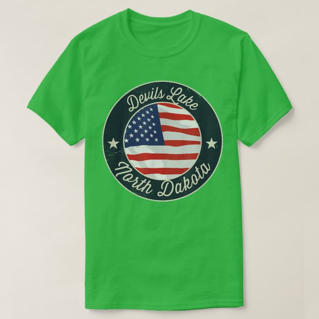 Camiseta Devils Lake - Patriotic North Dakota Souvenir T-Sh (Frente do Design)