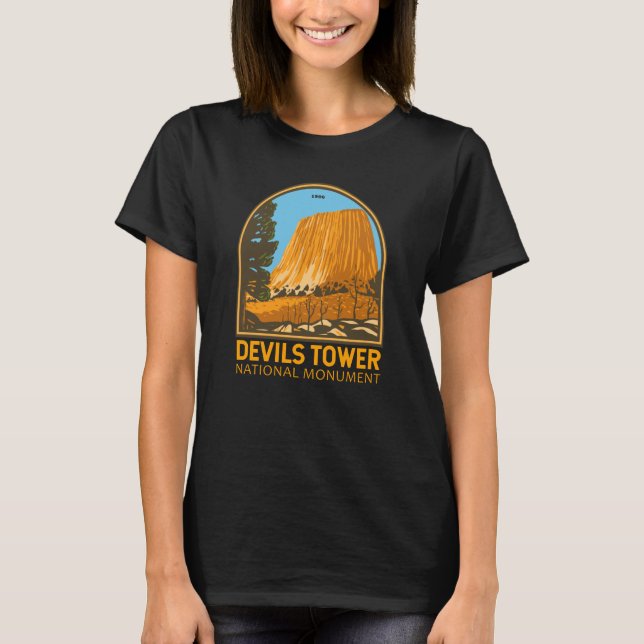Camiseta Devils Tower National Monuument Wyoming Emblem T-S (Frente)