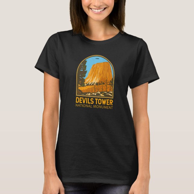 Camiseta Devils Tower National Monuument Wyoming Emblem Vin (Frente)