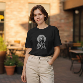 Camiseta Devoção Esculpida Maria de Madeira