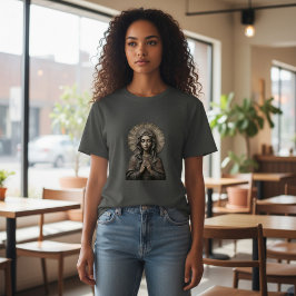Camiseta Devoção Esculpida Maria de Madeira