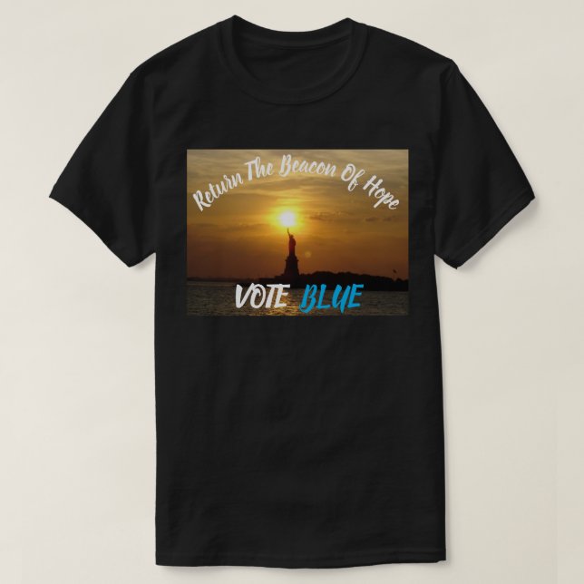 Camiseta Devolva O Beacon Da Esperança VOTAR BLUE T-Shirt (Frente do Design)