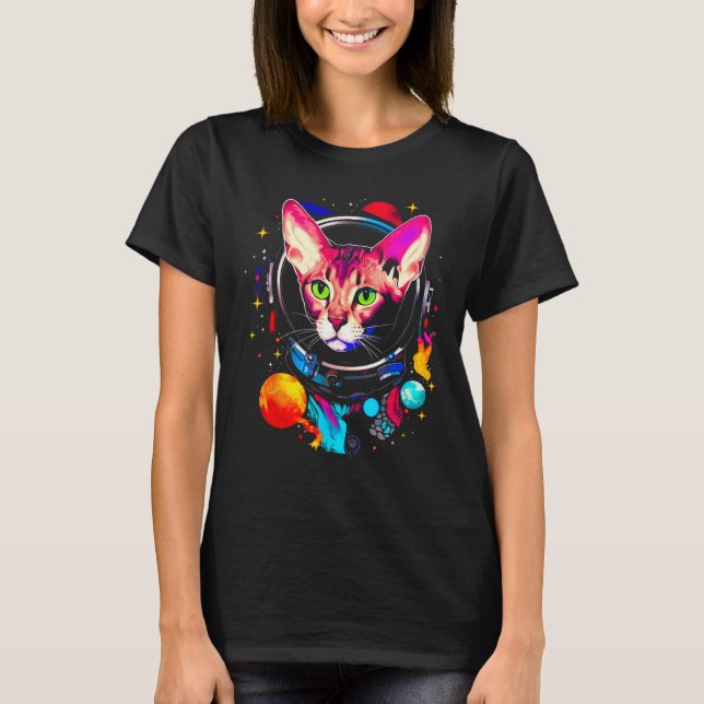 Camiseta Devon Rex Cat Astronaut (Frente)