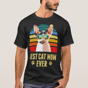Camiseta Devon Rex Cat Best Cat Mãe Alguma Vez Retro Beach