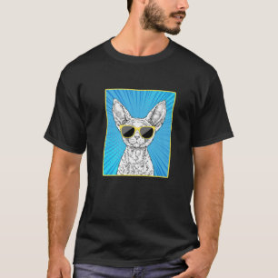 Camiseta Devon Rex Cat Portraart Pop com óculos de sol