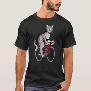 Camiseta Devon Rex Cat Riding Bicycle Cute Biker Cyclist
