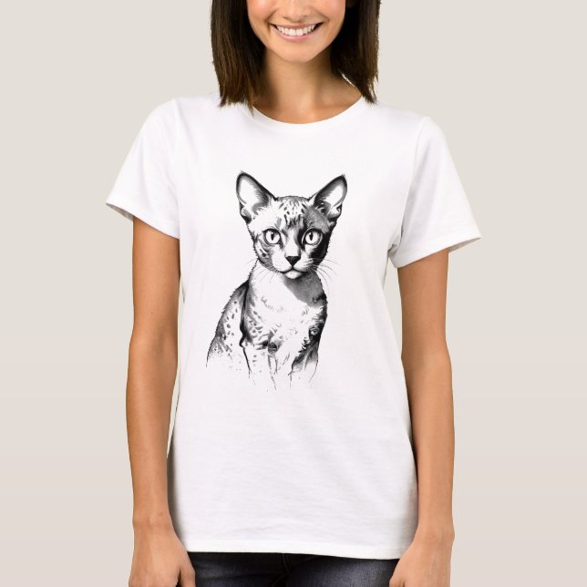 Camiseta Devon Rex Cat Sketch Women's T-Shirt (Frente)