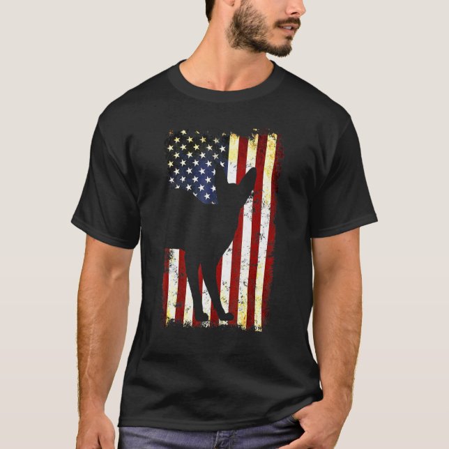 Camiseta Devon Rex Silhouette American Flag 4 De Julho (Frente)