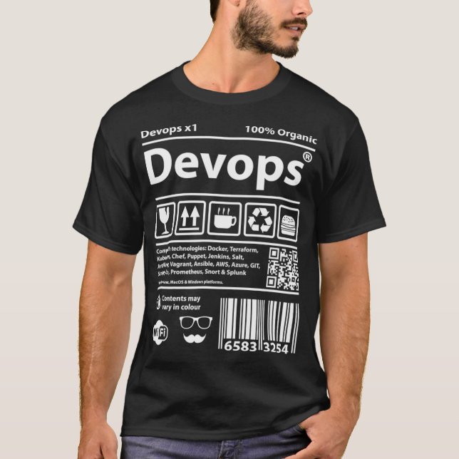 Camiseta Devops Barcode programming computers source code g (Frente)