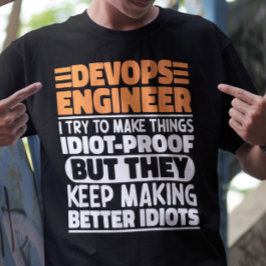 Camiseta Devops Engenheiro Tento Fazer Coisas Engraçadas
