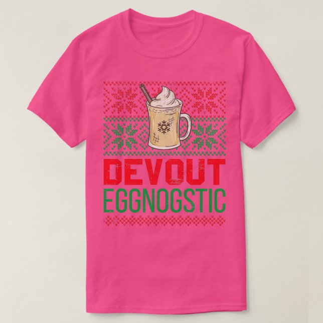 Camiseta Devout Eggnostic Funny Eggnog Design para Ovo Nog  (Frente do Design)