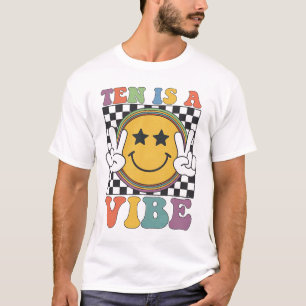 Camiseta Dez É Um 10º Aniversário Groovy Feliz 10 Anos B
