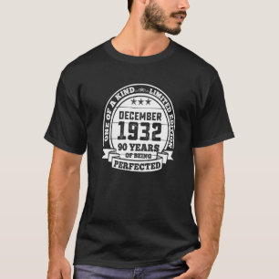 Camiseta Dezembro De 1932 90 Aniversário De 90 Anos Por