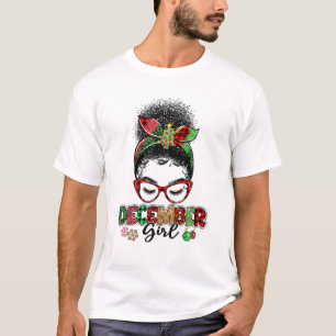 Camiseta Dezembro Menina Mensageira Bun Xmas Natal Feliz