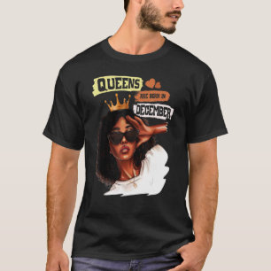 Camiseta Dezembro Rapariga Aniversário Melanin Afro Queen P