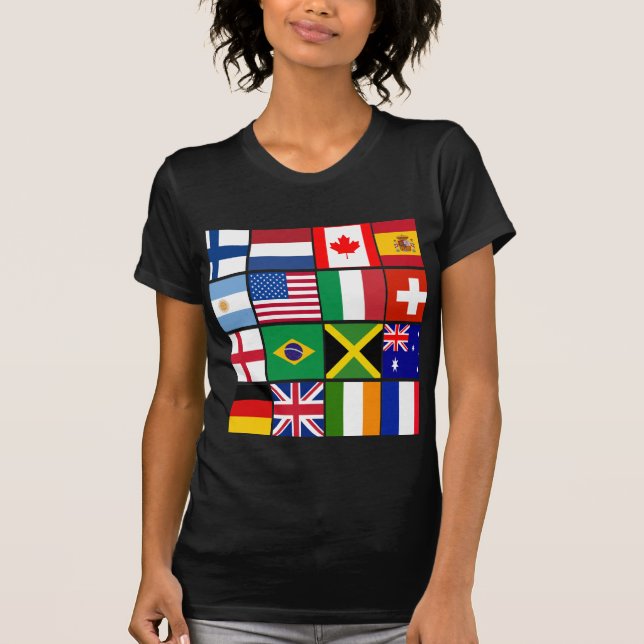Camiseta Dezesseis bandeiras de muitos t-shirt das nações, (Frente)