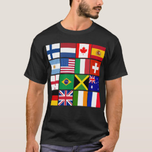 Camiseta Dezesseis bandeiras de muitos t-shirt das nações,