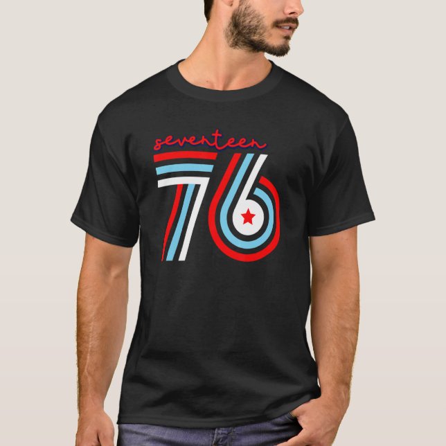 Camiseta Dezessete 76 Patriótica América 4 De Julho Indepen (Frente)