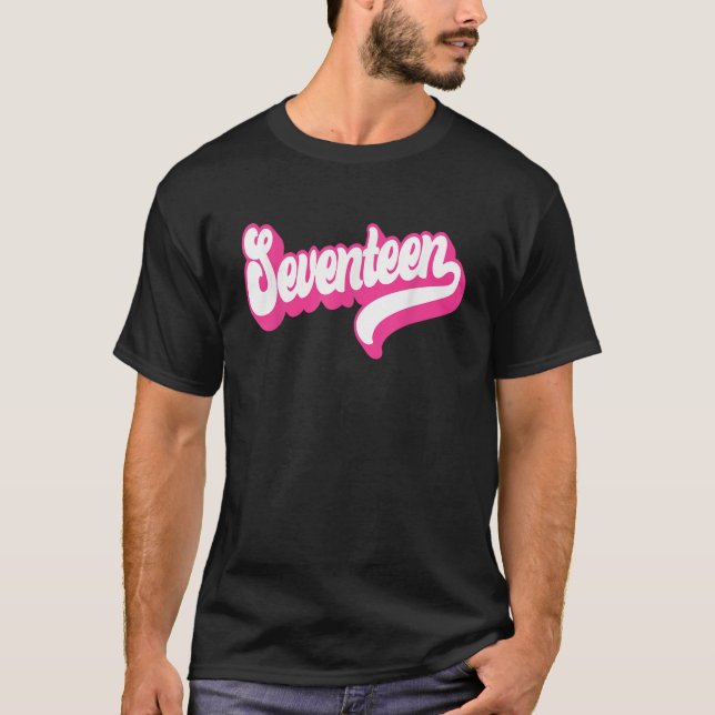 Camiseta Dezessete Anos De Idade Rosa Para Meninas No 17º (Frente)