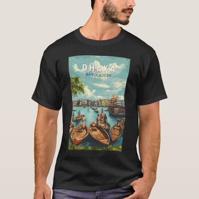 Camiseta Dhaka Bangladesh Illustration Viagem Art Vintage (Frente)