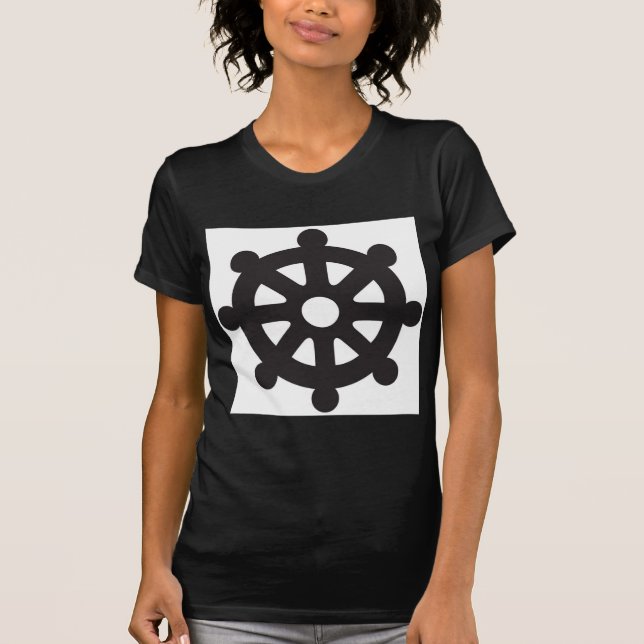 Camiseta Dharmacakra, Dharmachakra, "roda de Dharma " (Frente)
