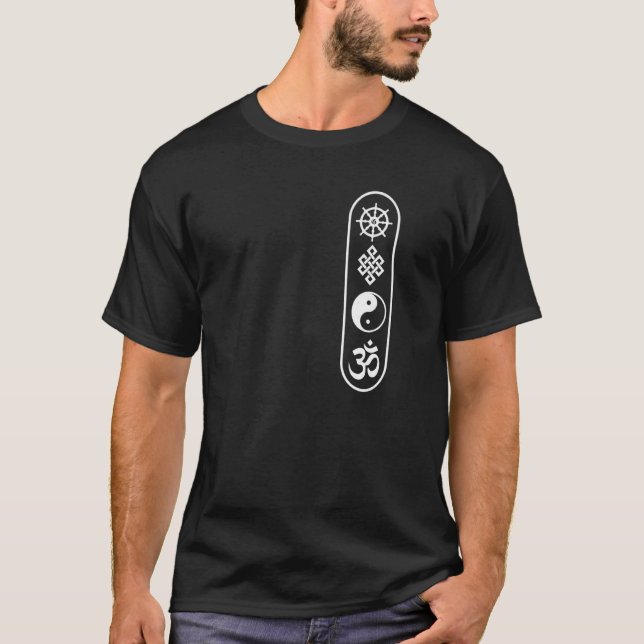 Camiseta Dharmachakra Wheel Om Sinal Yin Yang Sem Kno (Frente)