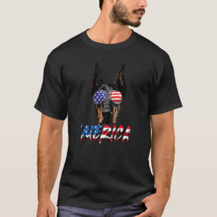Camiseta Día 4 de Doberman Merica Bandera Americana Patriót