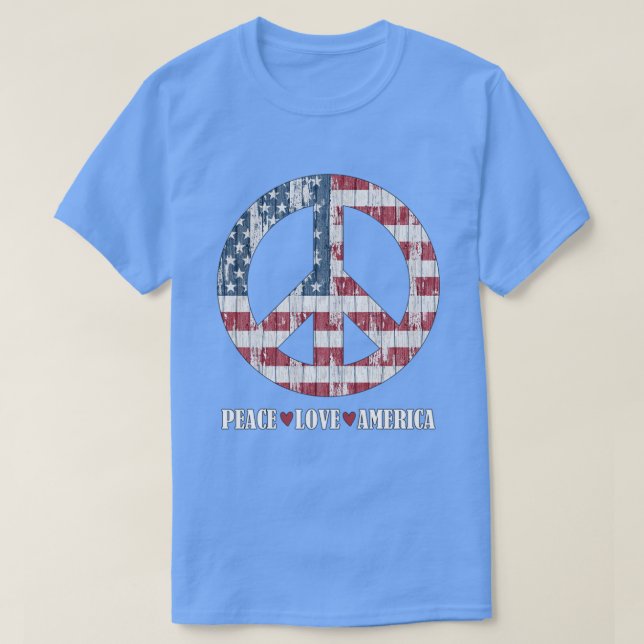 Camiseta Dia 4 de julho American Flag Peace TS hirt (Frente do Design)