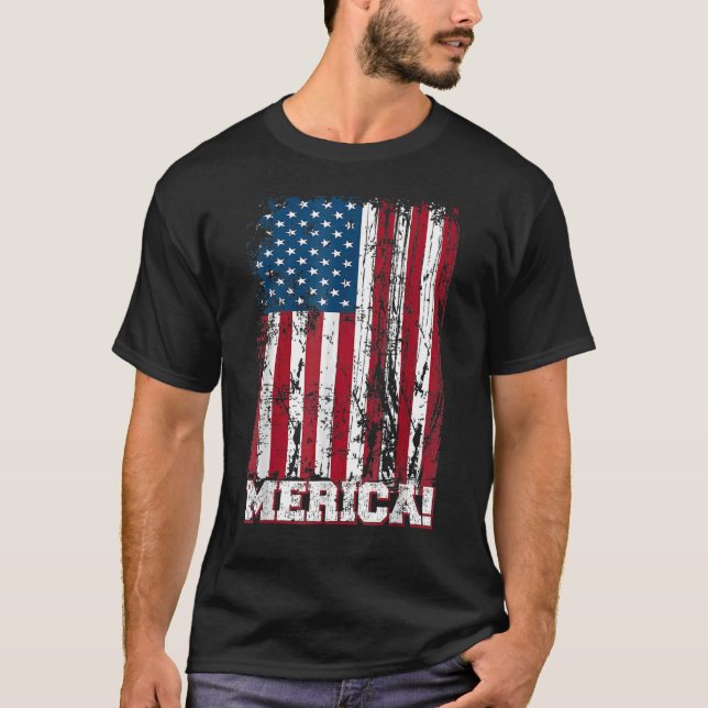 Camiseta Dia 4 de julho Dia da Independência Bandeira Ameri (Frente)