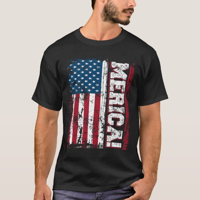 Camiseta Dia 4 de julho Dia da Independência Bandeira Ameri (Frente)