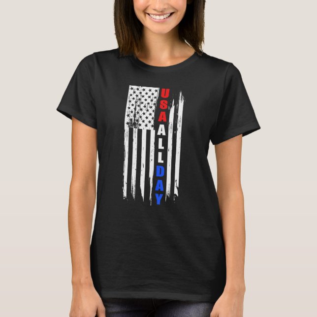 Camiseta Dia 4 de julho Independência Estados Unidos Bandei (Frente)