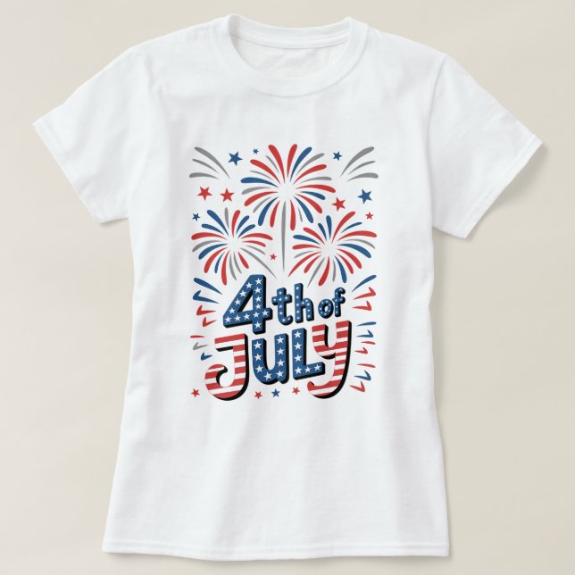 Camiseta Dia 4 de julho T-Shirt, Dia da Independência dos E (Frente do Design)