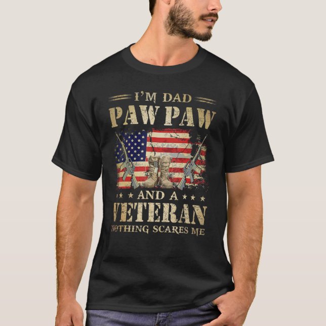 Camiseta Dia Americano de Bandeira Veteranos Eu sou um Pai  (Frente)