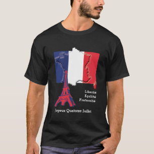 Camiseta DIA BATILLE Francês Patriótico Personalizado