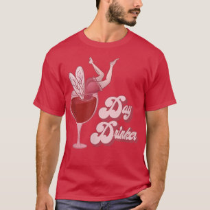 Camiseta Dia Bebê Diversão Vinho Bebendo Fada