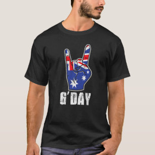 Camiseta Dia Boa Bandeira Australiana Sinal de Rocha Austrá
