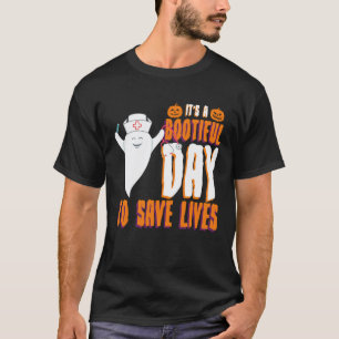 Camiseta Dia Bootiful Para Salvar Vidas Halloween Enfermeir