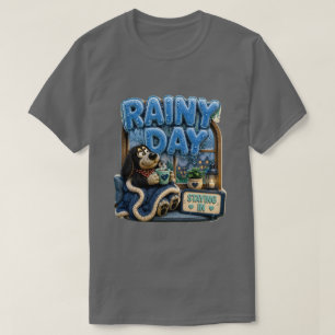 Camiseta Dia Chuvoso Ficar Em Casa Engraçado Aconchegante