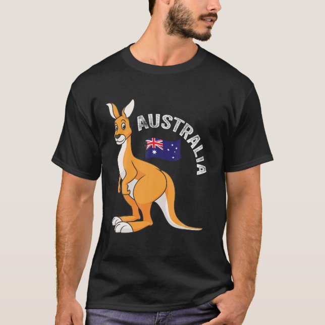 Camiseta Dia da Austrália Engraçado australiano Kangaroo Vi (Frente)