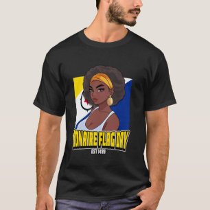 Camiseta Dia da Bandeira de Bonaire Ilha da Holanda Holandê