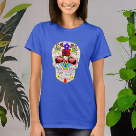 Camiseta Dia da Cabeça Rosa do Estilo Morto