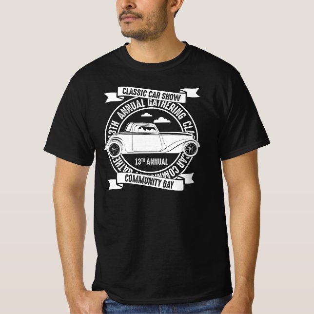 Camiseta Dia da comunidade do espetáculo de carros clássico (Frente)