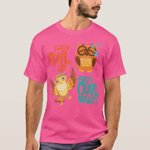 Camiseta Dia da coruja do sono e noite da coruja da festa79